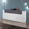 Credenza Moderna A 4 Ante 200 Cm Bianco Lucido E Grigio Report Corona
