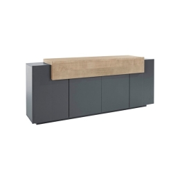 Credenza Moderna A 4 Ante 200x45x85,5 Antracite E Rovere Corona