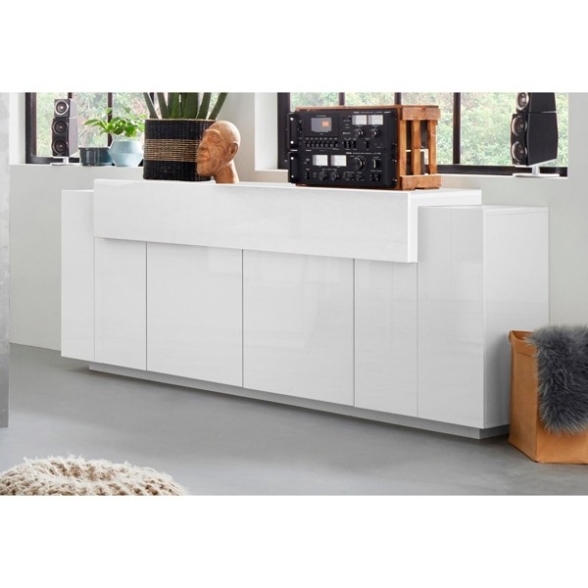 Credenza Moderna A 4 Ante 200 Cm Bianco Lucido Laccato