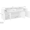 Credenza Moderna A 4 Ante 200 Cm Bianco Lucido/Effetto Legno Corona
