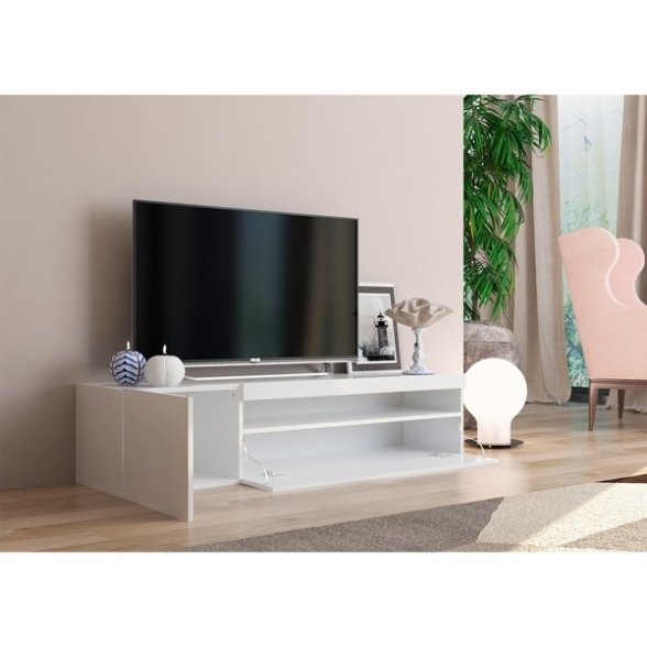 Mobile Porta TV Basso 150 Cm 2 Ante Bianco Laccato Lucido Daiquiri