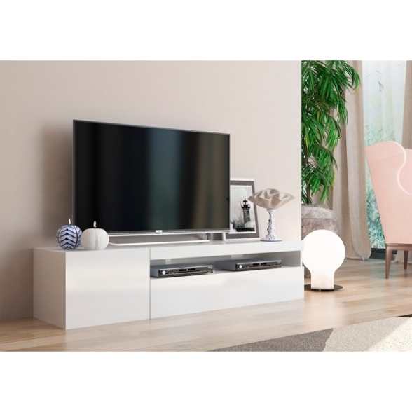 Mobile Porta TV Basso 150 Cm 2 Ante Bianco Laccato Lucido Daiquiri