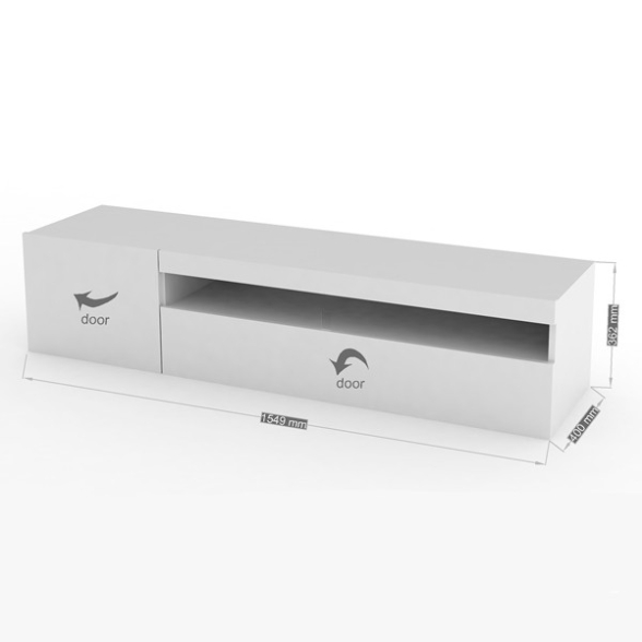 Mobile Porta TV Basso 150 Cm 2 Ante Bianco Laccato Lucido Daiquiri