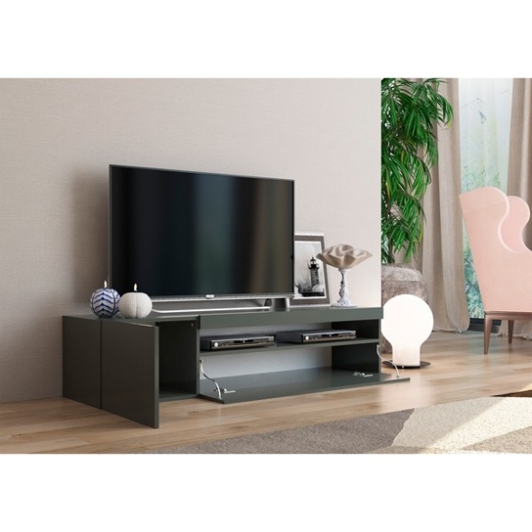 Mobile Porta TV Basso 150 Cm 2 Ante Antracite Lucido Daiquiri