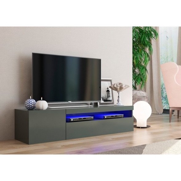 Mobile Porta TV Basso 150 Cm 2 Ante Antracite Lucido Daiquiri