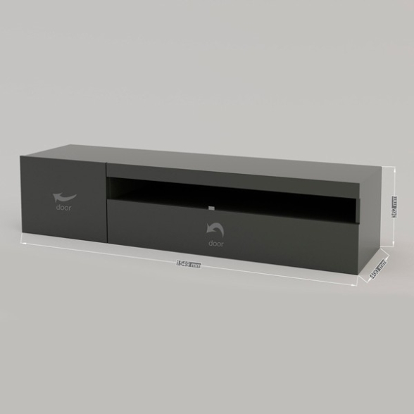 Mobile Porta TV Basso 150 Cm 2 Ante Antracite Lucido Daiquiri