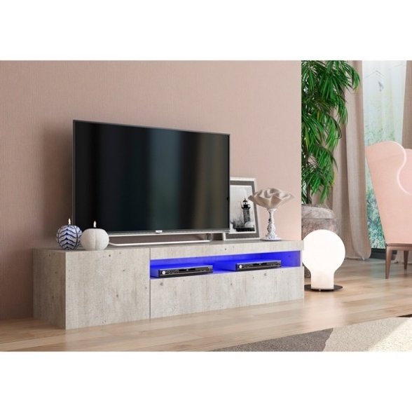 Mobile Porta TV Basso 150 Cm 2 Ante Effetto Cemento Daiquiri