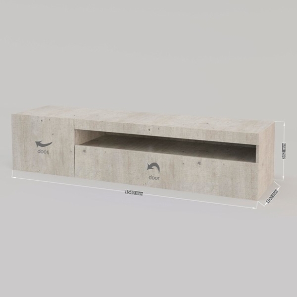Mobile Porta TV Basso 150 Cm 2 Ante Effetto Cemento Daiquiri