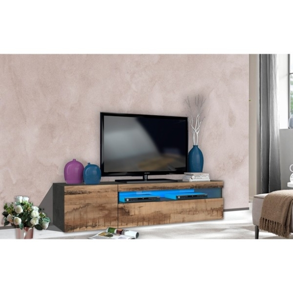 Mobile Porta TV Basso 150 Cm 2 Ante Ardesia Effetto Legno Daiquiri