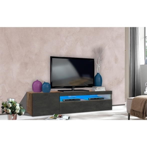 Mobile Porta TV Basso 150 Cm 2 Ante Effetto Legno Ardesia Daiquiri