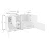 Madia 4 Ante 160 Cm Design Moderno Bianco Lucido Effetto Legno New Coro