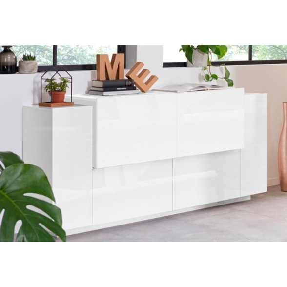Madia 4 Ante 160 Cm Design Moderno Laccata Bianco Lucido New Coro