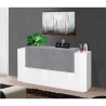 Madia 4 Ante 160 Cm Design Moderno Bianco Lucido Effetto Pietra New Coro