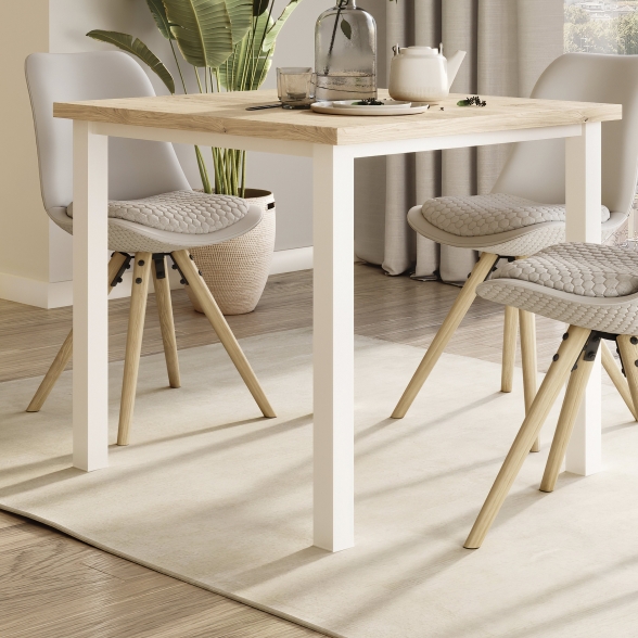 Gambe quadrate 50x50 mm con struttura 750x750 mm per tavolo in acciaio verniciato bianco