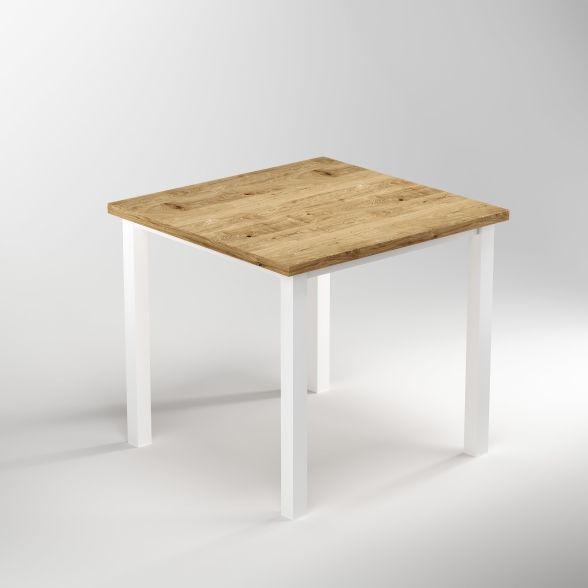 Gambe quadrate 50x50 mm con struttura 750x750 mm per tavolo in acciaio verniciato bianco