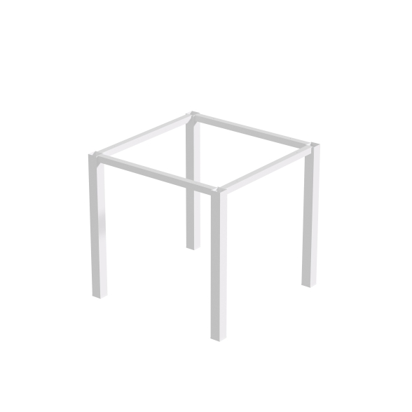 Gambe quadrate 50x50 mm con struttura 750x750 mm per tavolo in acciaio verniciato bianco