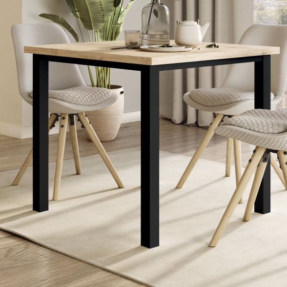 Gambe quadrate 50x50 mm con struttura 750x750 mm per tavolo in acciaio verniciato nero