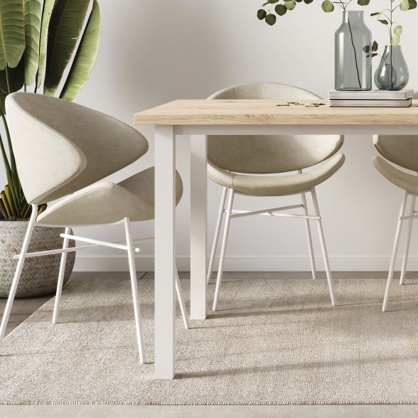 Gambe quadrate 5x5 cm con struttura 115x75 cm da tavolo in acciaio verniciato bianco