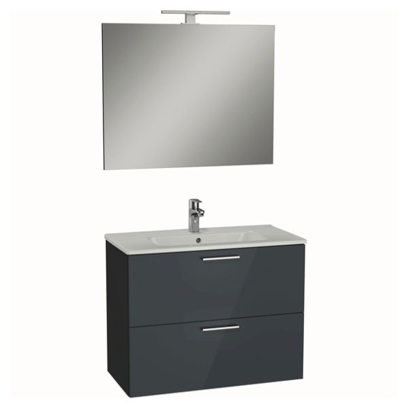 Composizione Bagno Completa Mobile Antracite 80 Cm Sanitari E Rubinetteria