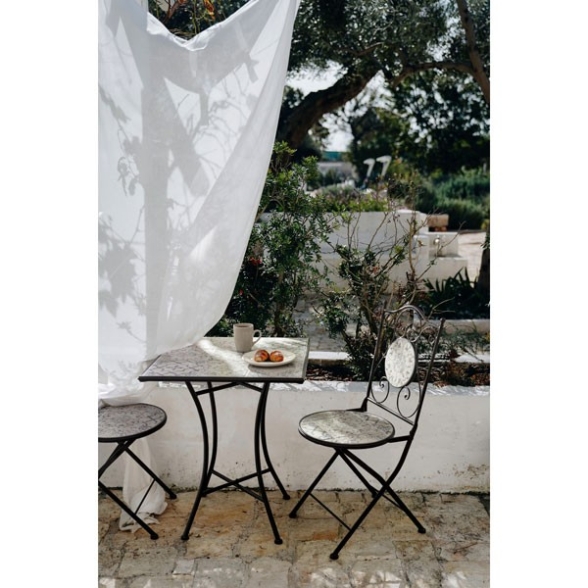 Set bistrot da giardino in mosaico con tavolino 60x60 e sedie pieghevoli Erice Bizzotto