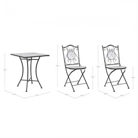 Set bistrot da giardino in mosaico con tavolino 60x60 e sedie pieghevoli Erice Bizzotto