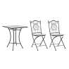 Set bistrot da giardino in mosaico con tavolino 60x60 e sedie pieghevoli Erice Bizzotto