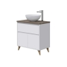 Mobile Bagno 80 Cm Con Lavabo Bacinella Da Appoggio Olmo E Bianco Ona