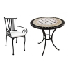 Set tavolo rotondo 60 cm in mosaico di pietra Palinuro Domus + 2 sedie Ravello Domus