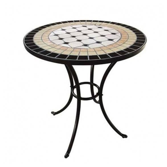 Set tavolo rotondo 60 cm in mosaico di pietra Palinuro Domus + 2 sedie Ravello Domus