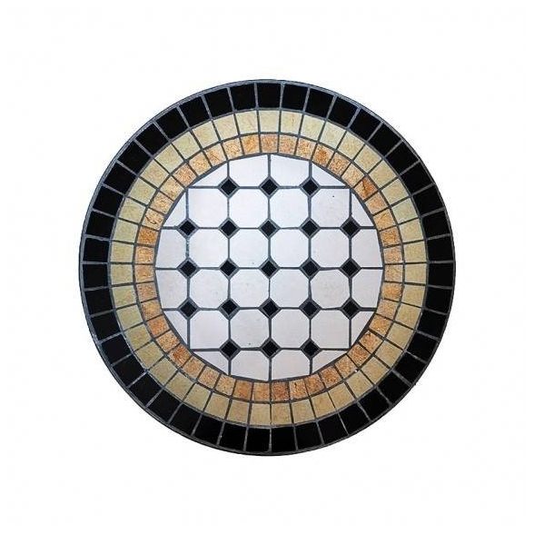 Set tavolo rotondo 60 cm in mosaico di pietra Palinuro Domus + 2 sedie Ravello Domus