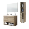 Mobile bagno sospeso 80 cm con colonna, lavabo e specchio rovere - Dakota 96250
