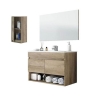 Mobile bagno sospeso 80 cm con pensile, lavabo e specchio rovere - Dakota 96250