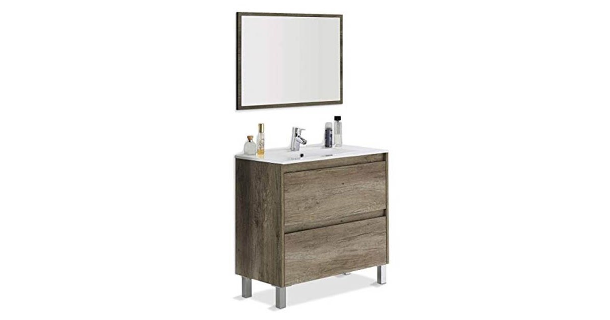 Mobile bagno 105 cm con lavabo e specchio palissandro - Antonella 16970