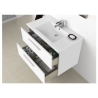 Mobile bagno sospeso 80 cm con colonna, lavabo e specchio bianco laccato - Aruba 94613