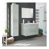 Mobile bagno sospeso 80 cm con colonna, lavabo e specchio color cemento - Aruba 99134