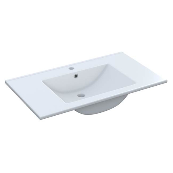 Mobile bagno sospeso 80 cm con colonna, lavabo e specchio color cemento - Aruba 99134
