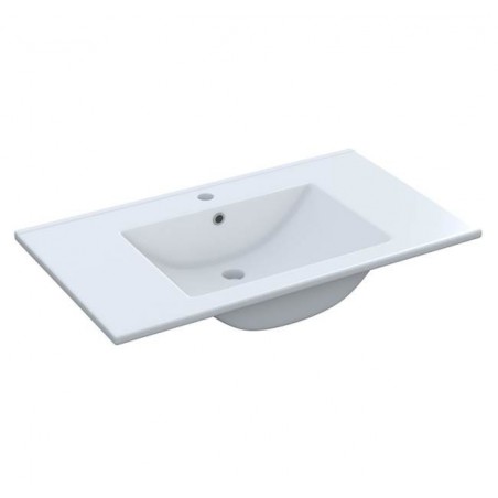 Mobile bagno sospeso 80 cm con lavabo e specchio color cemento - Aruba 99134