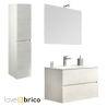 Mobile da bagno sospeso 80 cm con colonna bianco color legno rovere