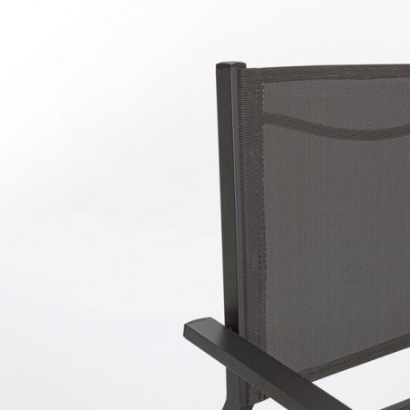 Sedia Da Esterno In Alluminio E Textilene Antracite Con Braccioli Hilde Bizzotto