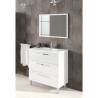 Mobile Bagno 80 Cm + Lavabo Specchio E Colonna Bianco Athena 3 Cassetti