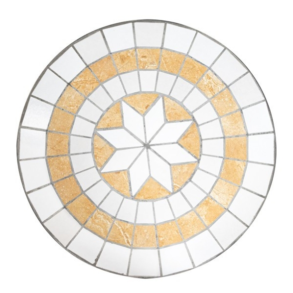 Tavolo Mosaico Tondo 60 Cm Con 2 Sedie E Cuscini In Acciaio Liberty