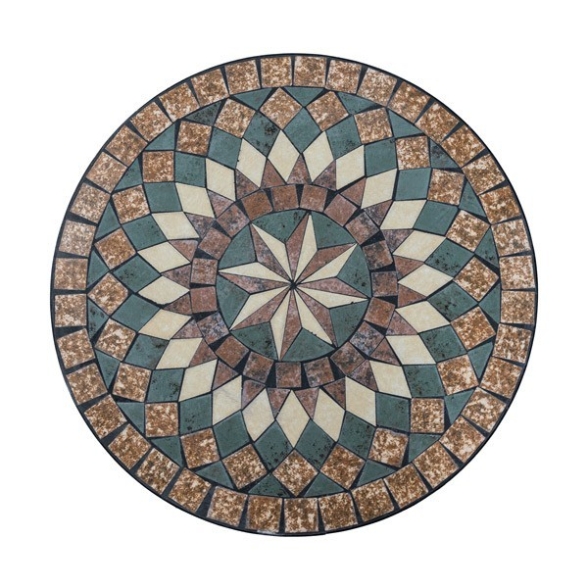 Set Tavolo Mosaico E 2 Sedie Pieghevoli Bistrot In Acciaio E Ceramica