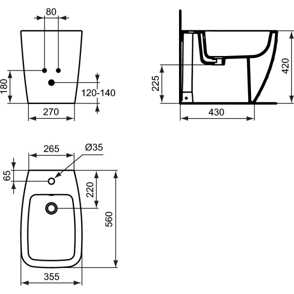Bidet filo parete Ideal Standard serie 21