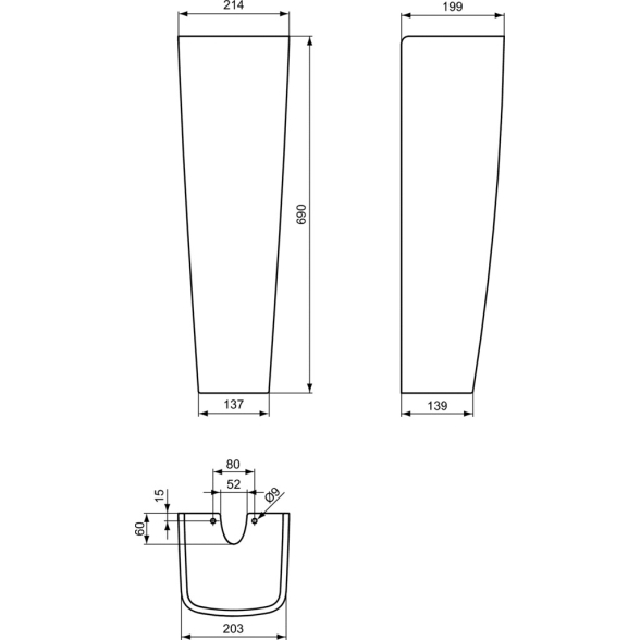 Lavabo a parete con colonna 68 x 52 cm Ideal Standard - Lovebrico