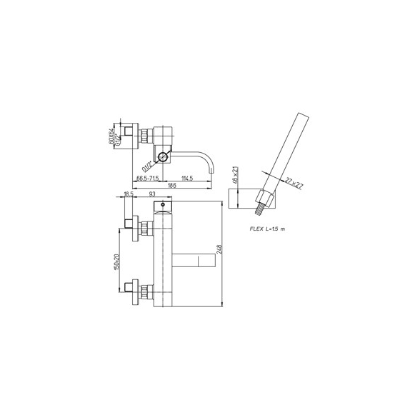Miscelatore vasca doccia duplex Paini serie Dax 84CR105TA cromato