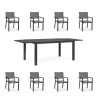 Set Da Pranzo Per Esterni Tavolo In Alluminio Allungabile 90x160-240 Cm + 8 Sedie Antracite