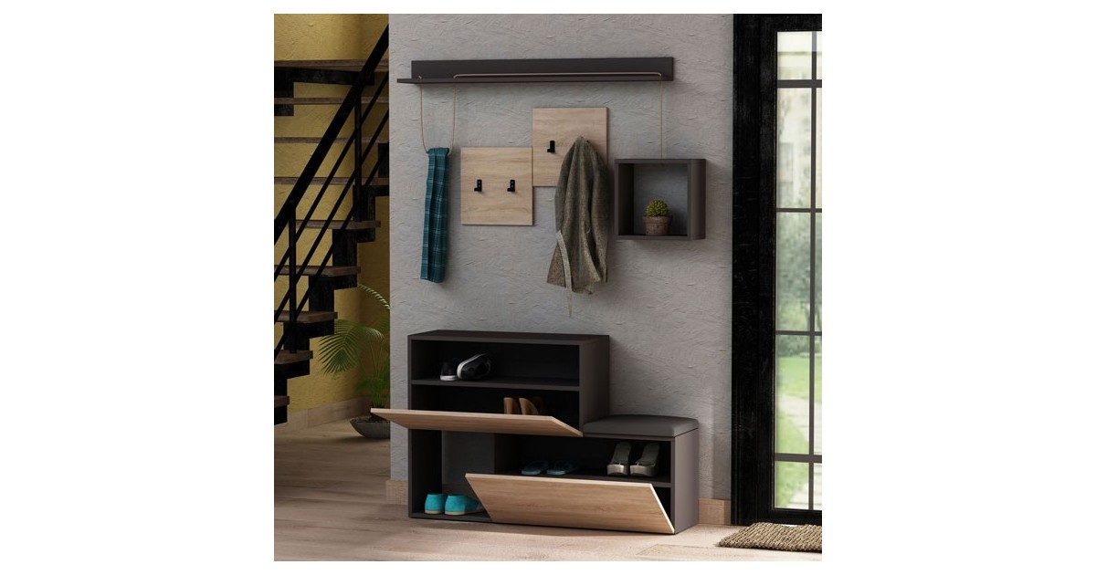 Set Ingresso Con Specchio, Appendiabiti E Scarpiera - Verde Bottiglia, 160x85cm - Foto 10