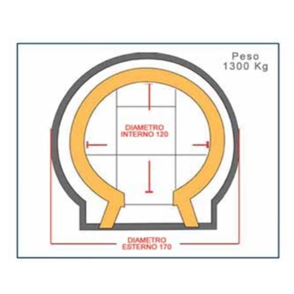Forno a legna artigianale per pizze diametro interno 120 cm con base