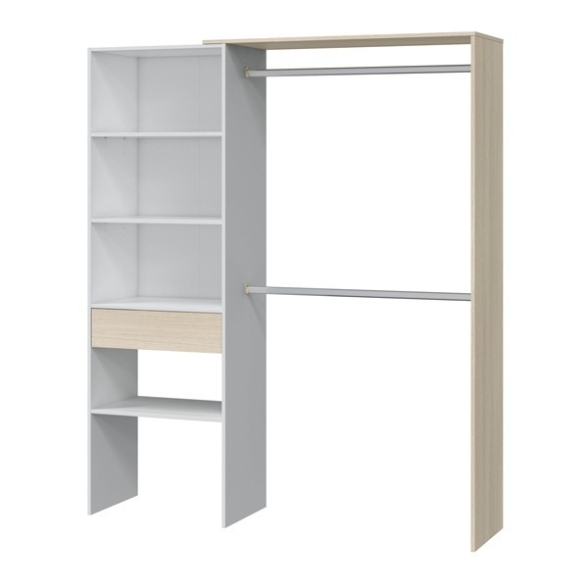 Armadio Guardaroba Aperto 158x40x187 Con Cassetto E Barre Appendiabiti