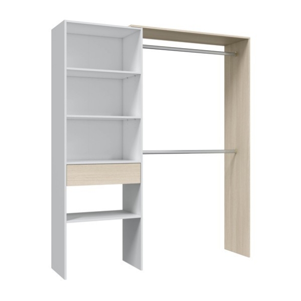 Armadio Guardaroba Aperto 158x40x187 Con Cassetto E Barre Appendiabiti
